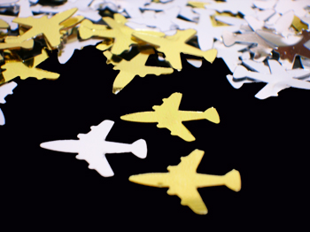 Airplane Confetti, Gold and Silver Metallic